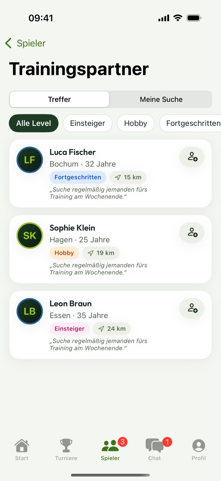 Trainingspartner-Treffer